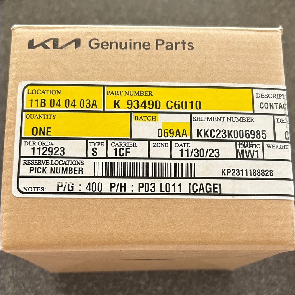 Kia Genuine Parts - Brown Packaging Replacement Part, Contact Assy -clock spring